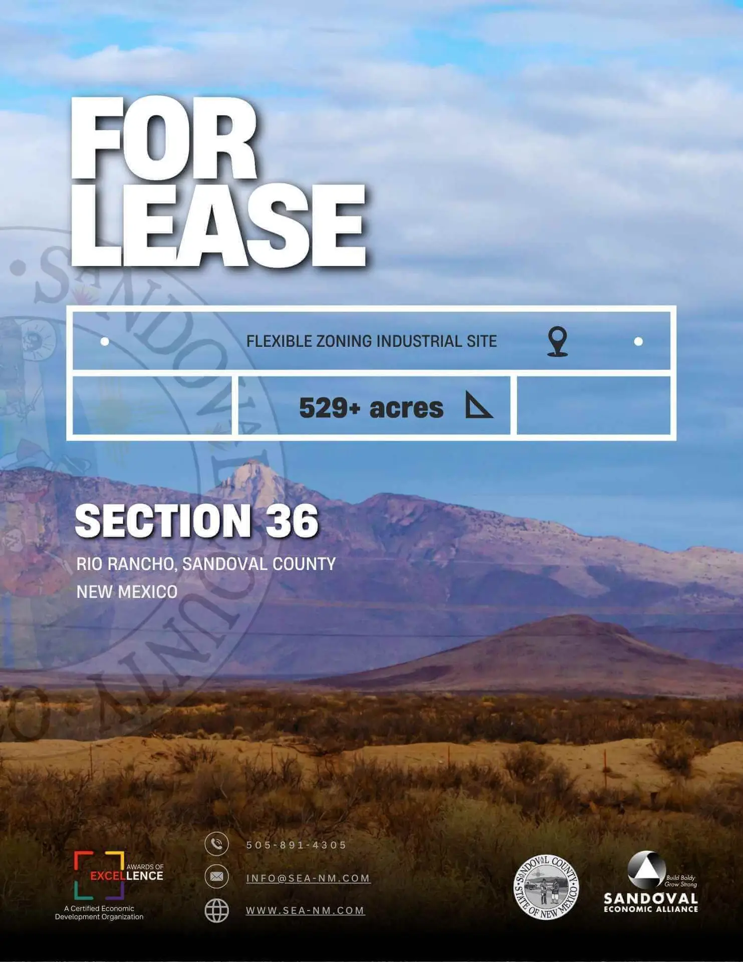 Rio Rancho, New Mexico, Section 36 industrial real estate for lease by Sandoval County, New Mexico State